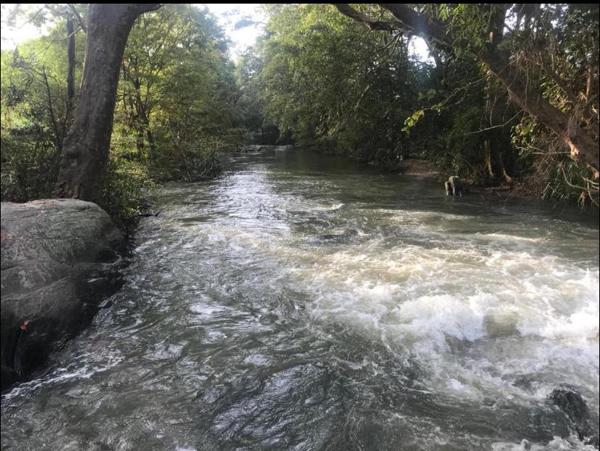 The river Menik flowing past rocks and trees